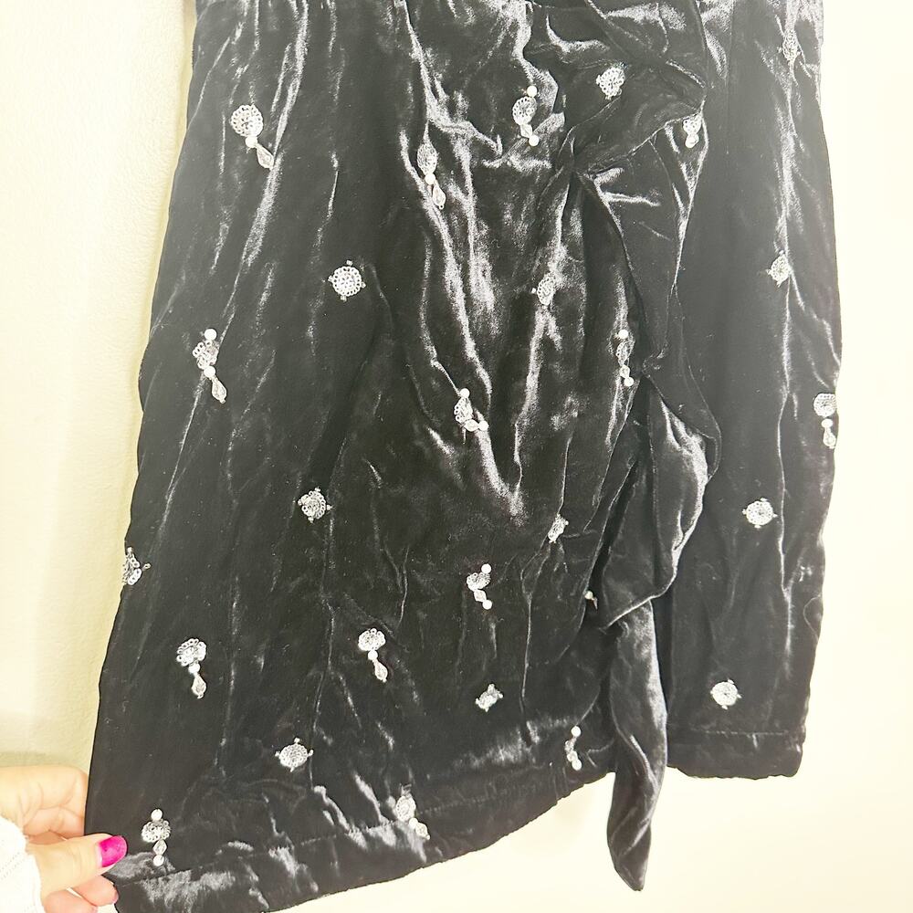 Anthropologie Maeve Black Velvet Embellished Mini Dress Size 2 NEW - Picture 6 of 10
